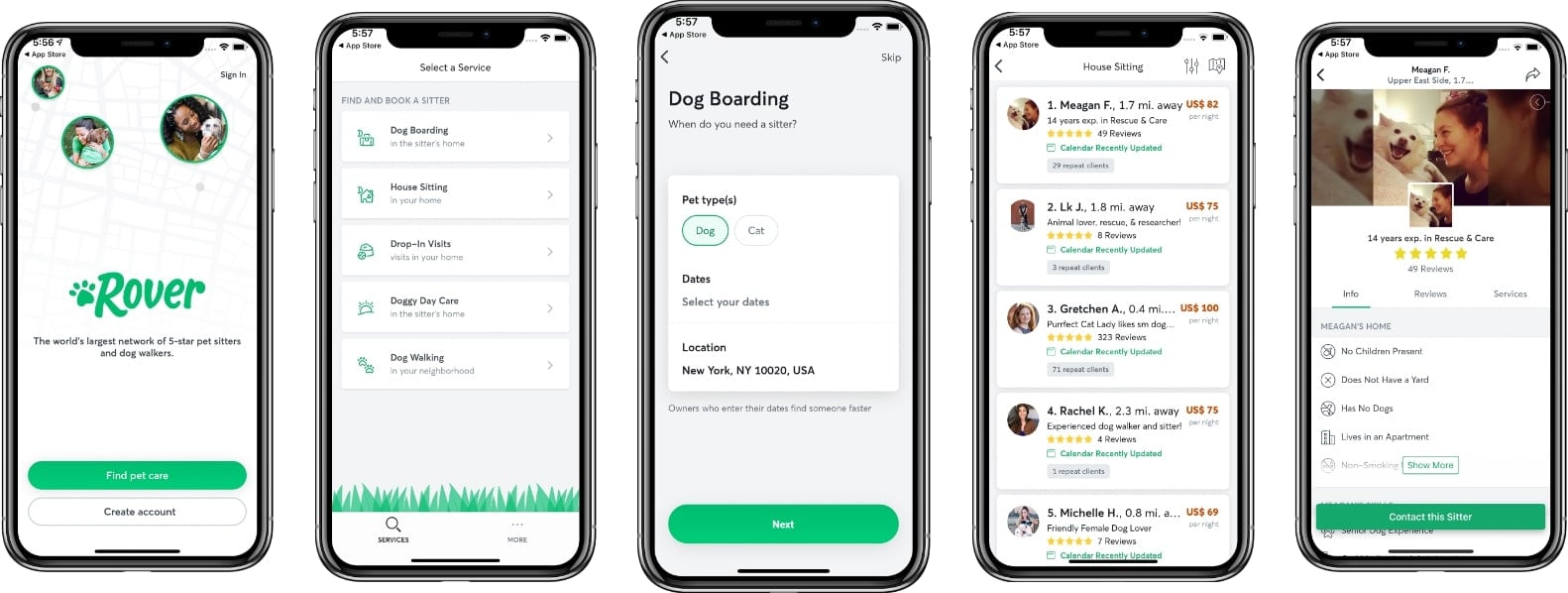 Rover dog walking app mobile preview