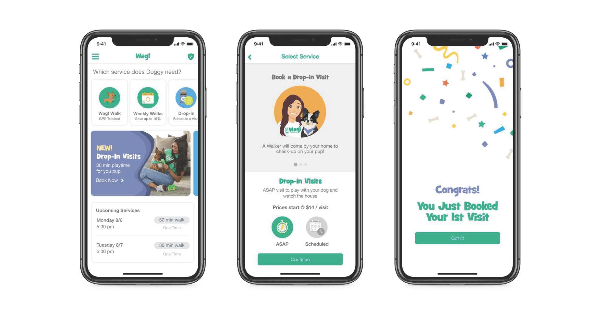 Wag! dog walking app mobile preview