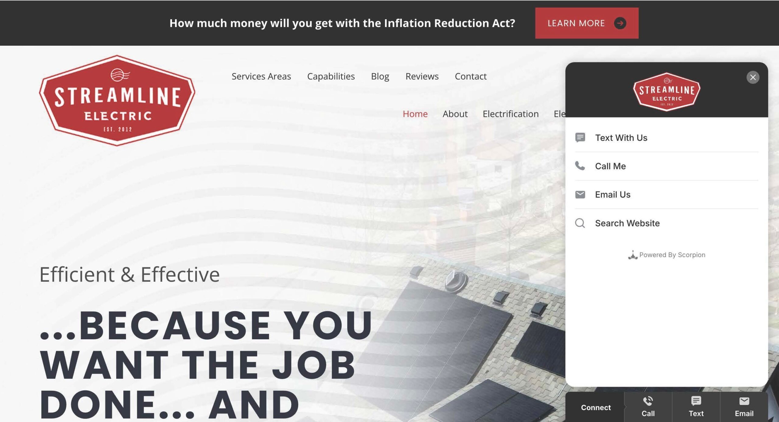 Streamline Electric's website