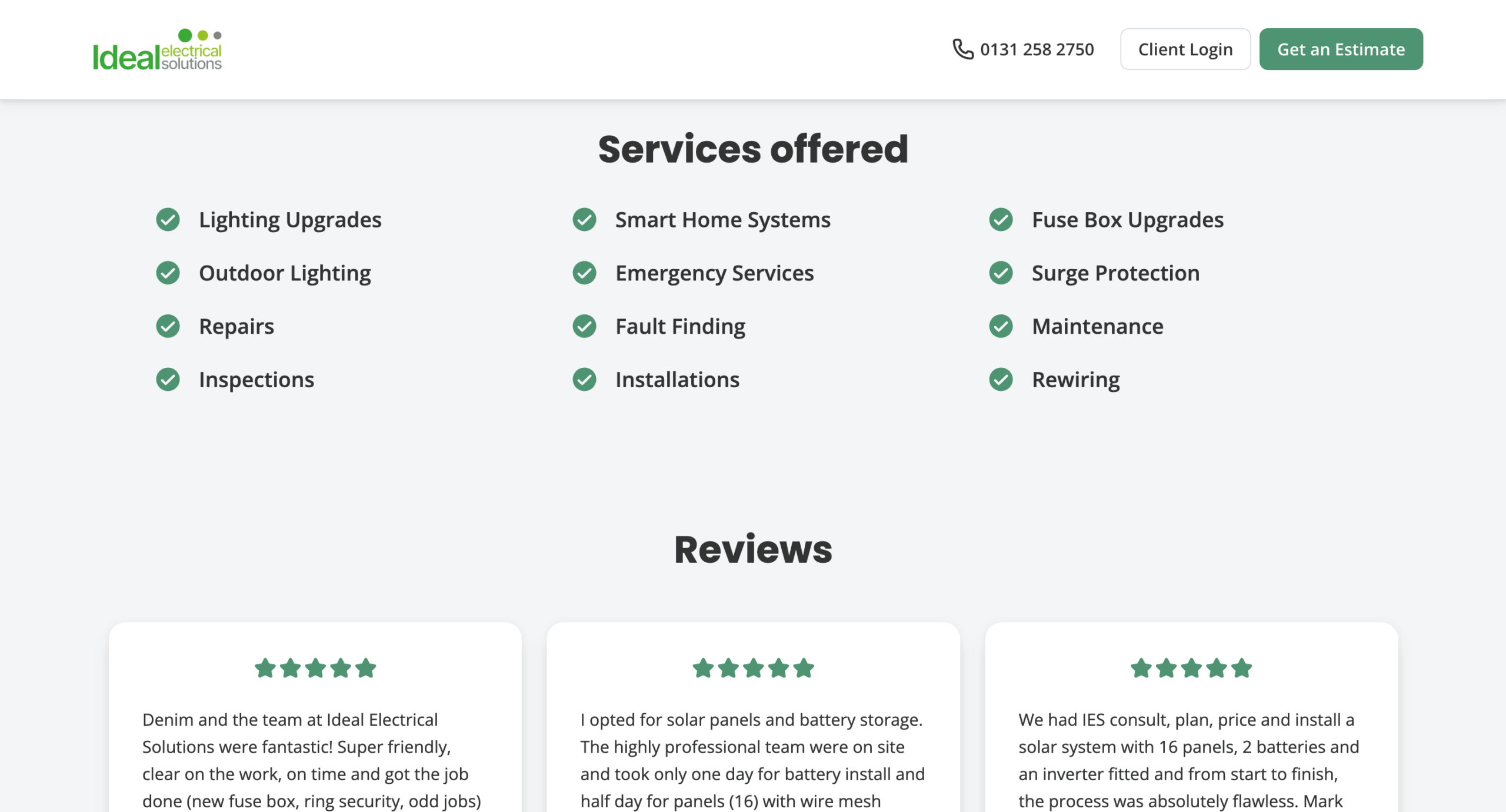 Jobber's electrician website template