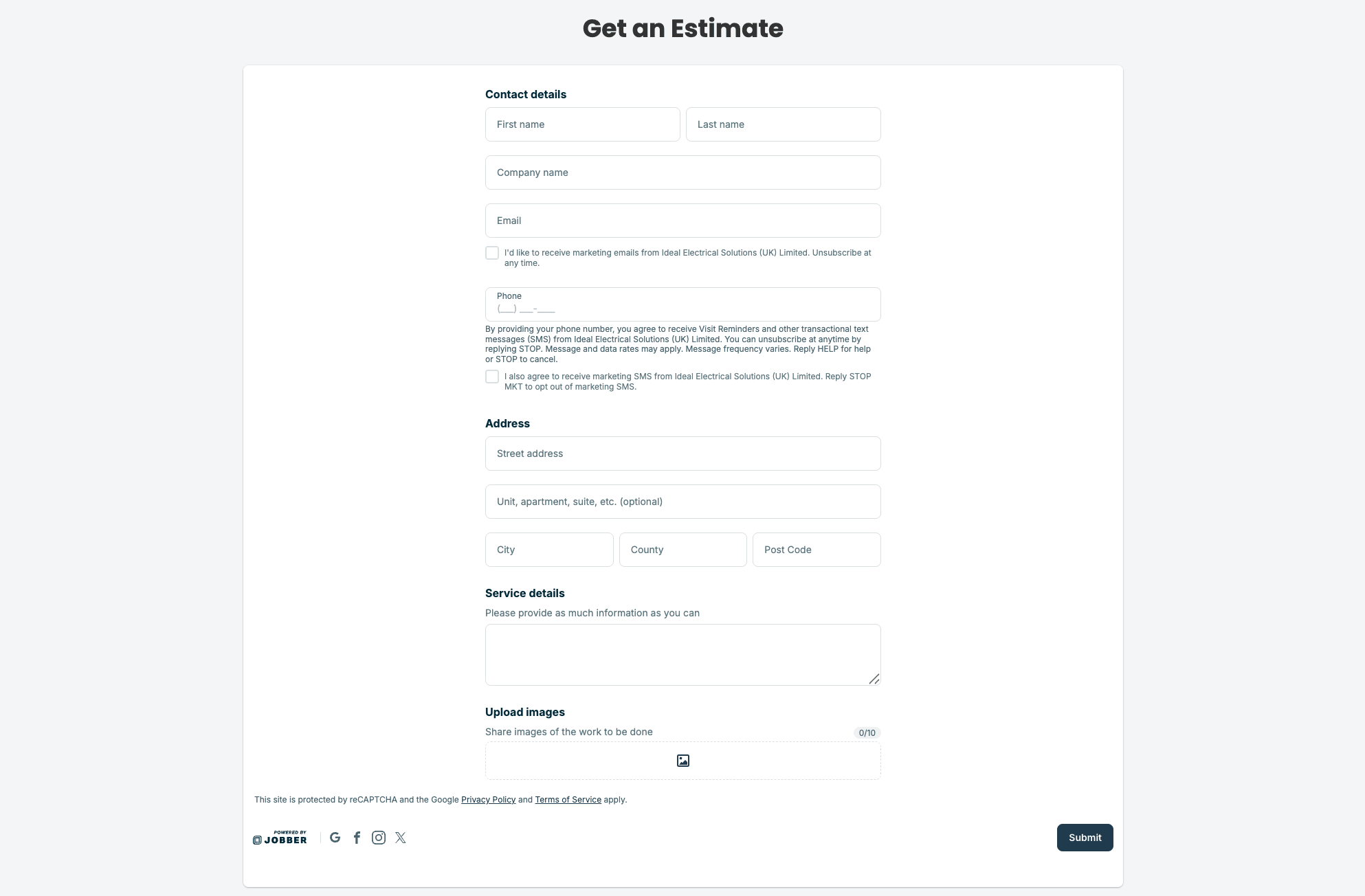 image of Jobber's quote request form