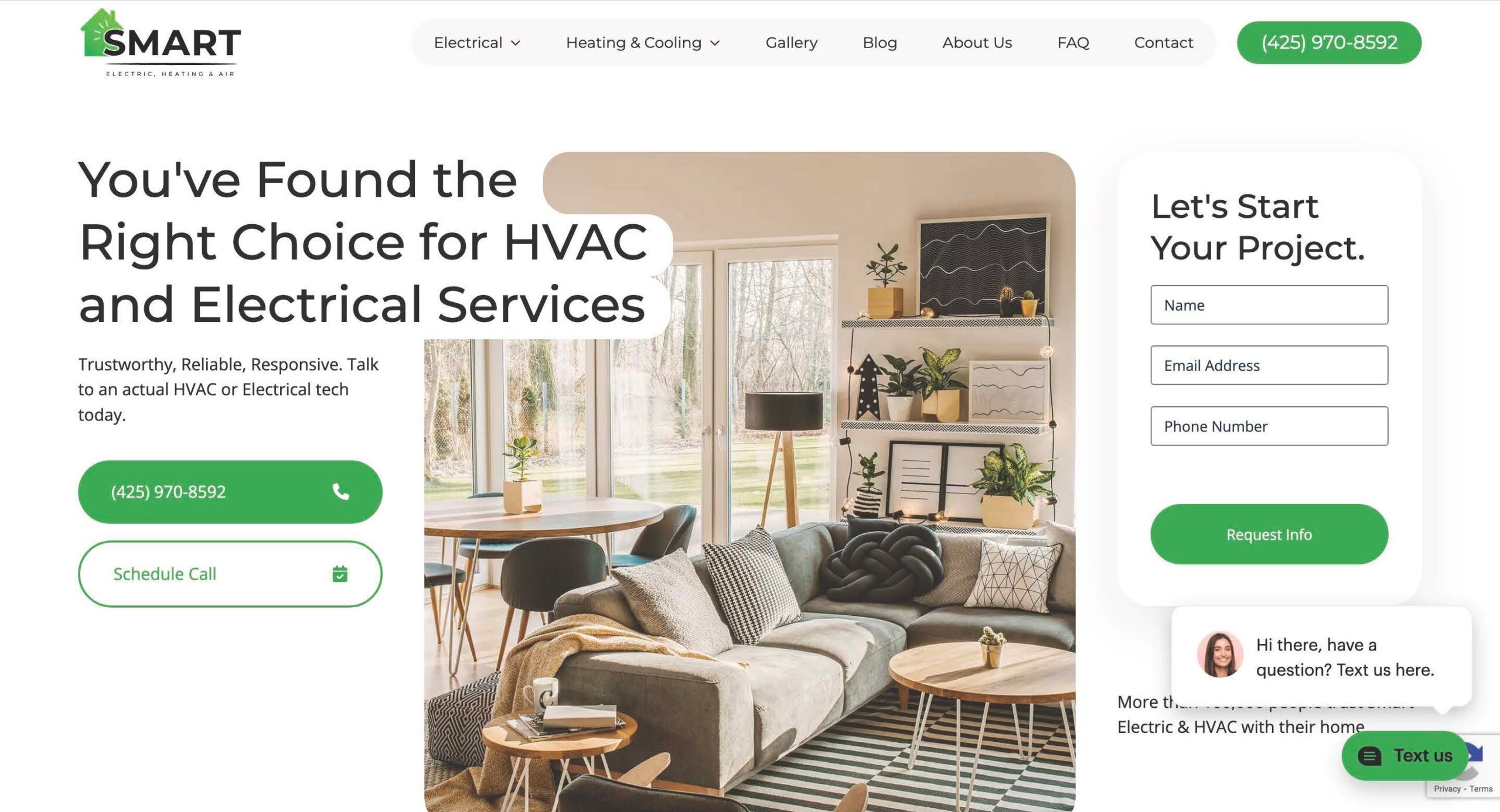 Smart Electric, Heating & Air website
