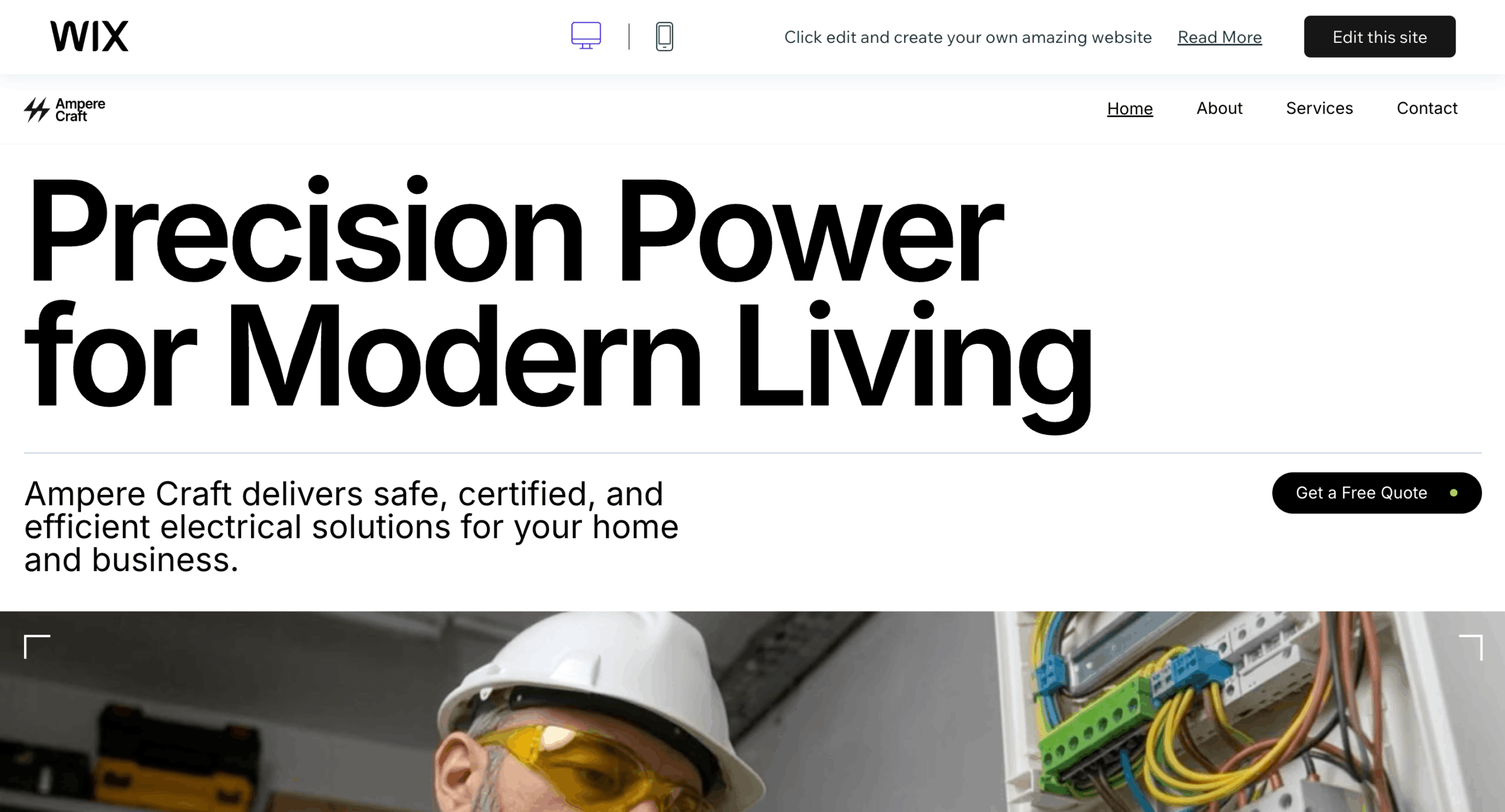 image of Wix Electrical website template