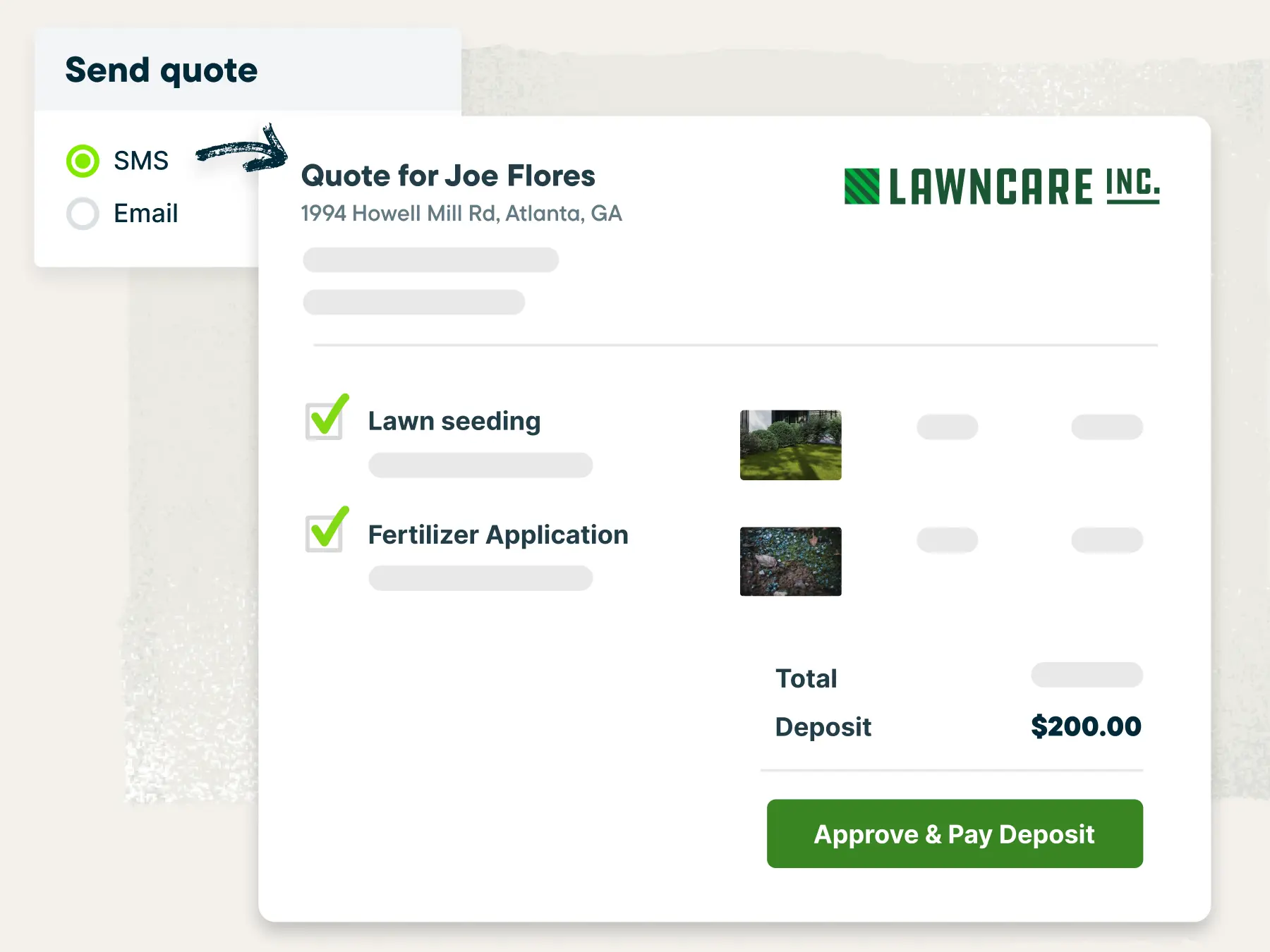 Easy approvals and deposits for quoting