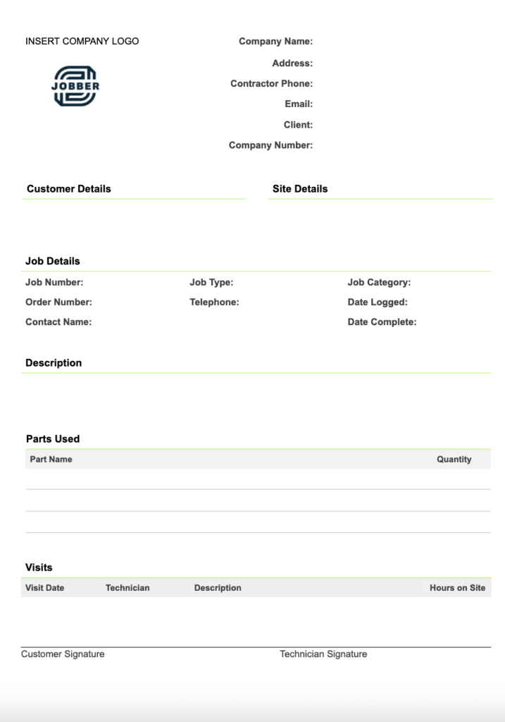Free Job Sheet Template free-job-sheet-template