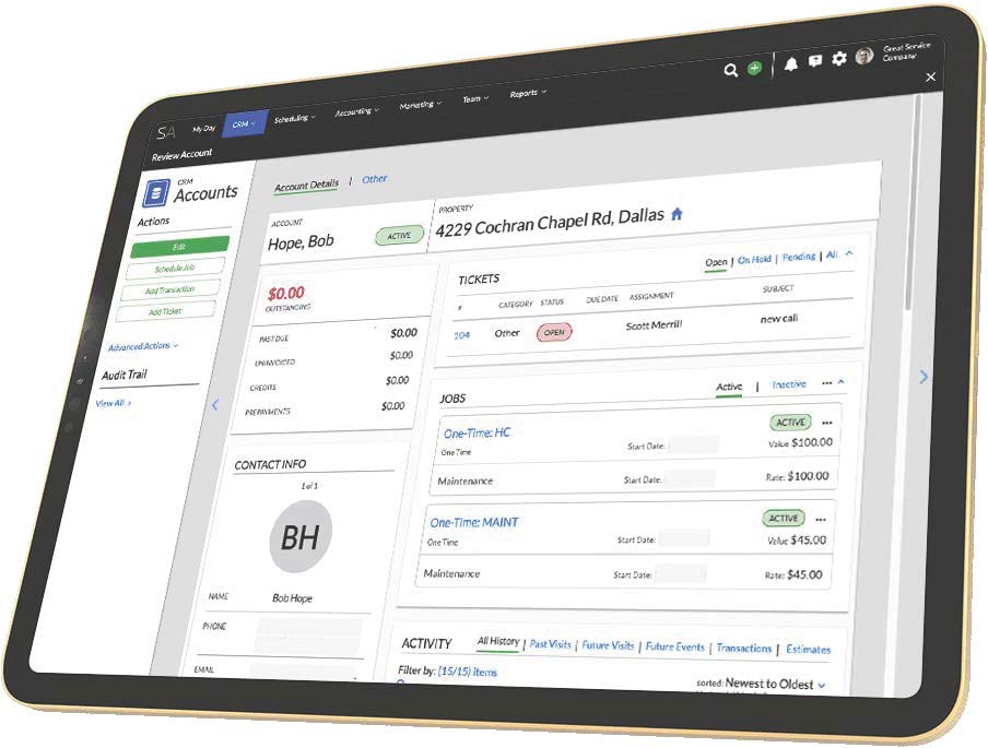 Service Autopilot mobile device product view