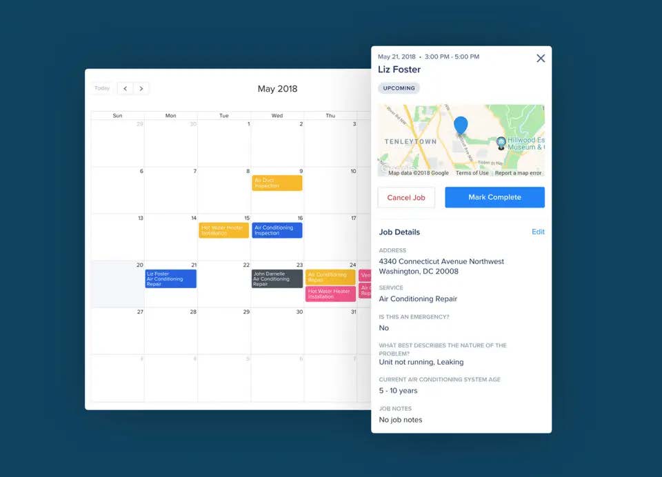 Zenbooker HVAC scheduling interface