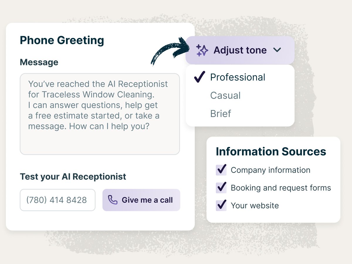 an image showing a phone greeting message in Jobber
