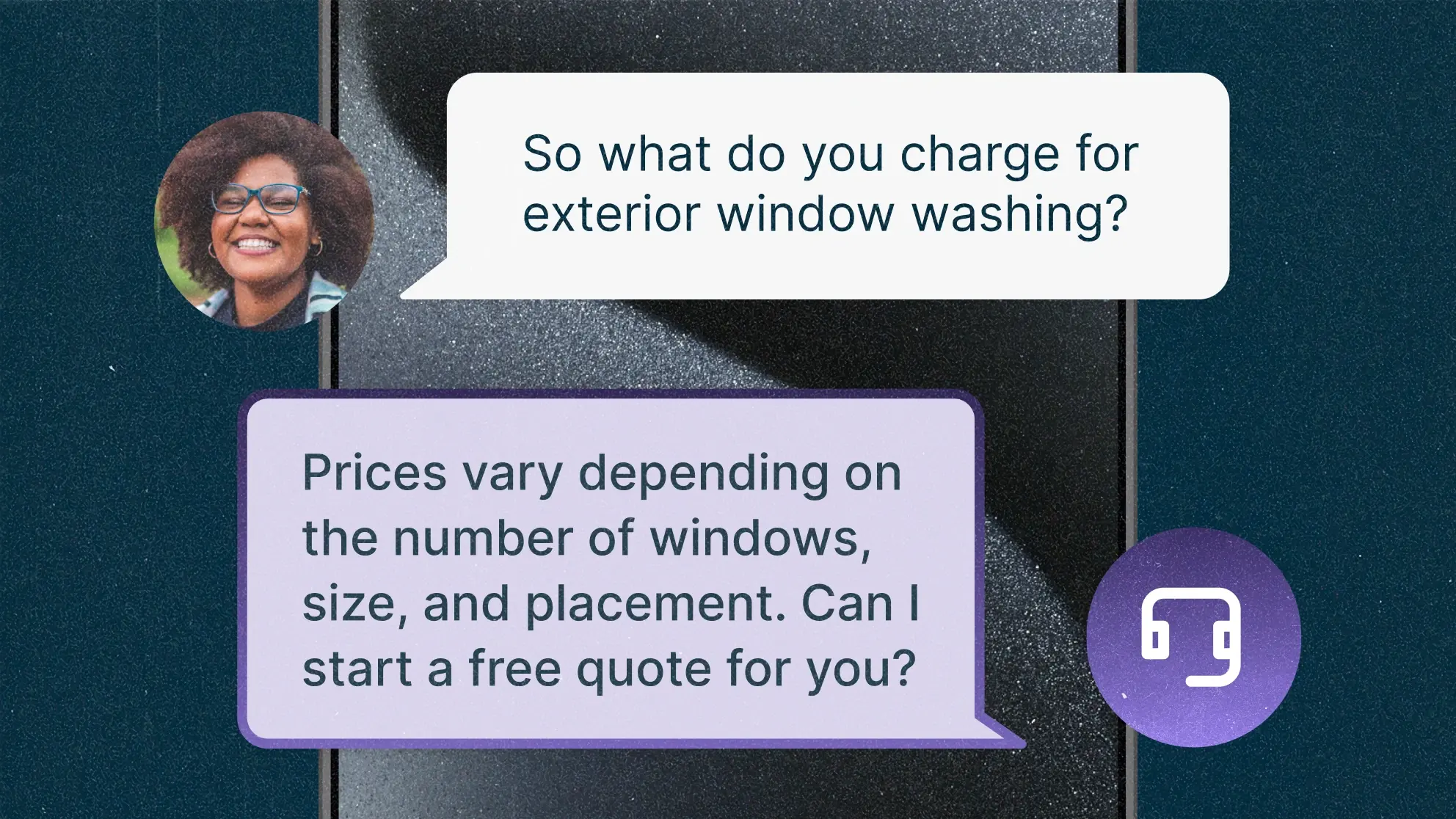 A chat conversation between a user and an AI receptionist.
