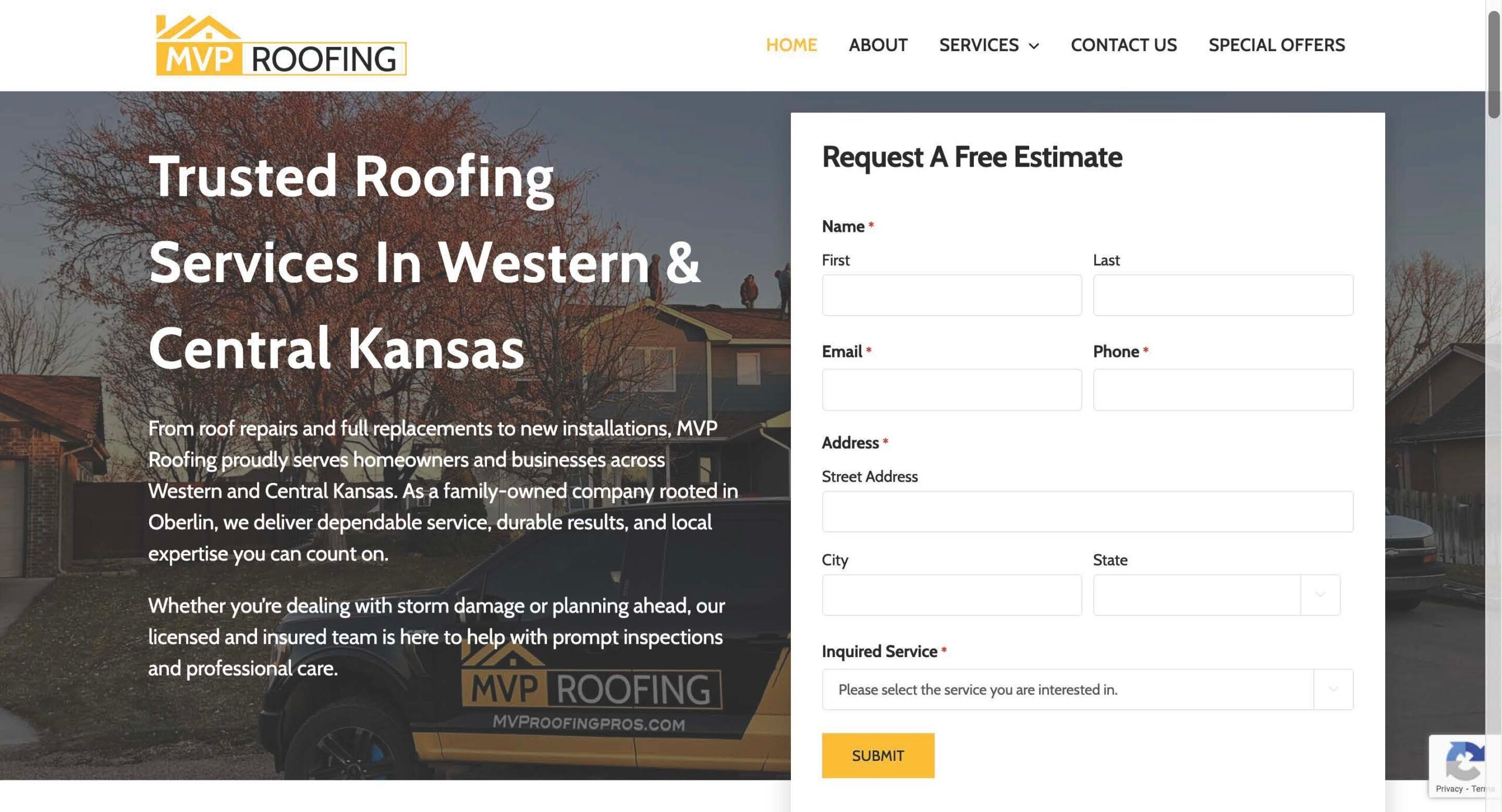 MVP Roofing website