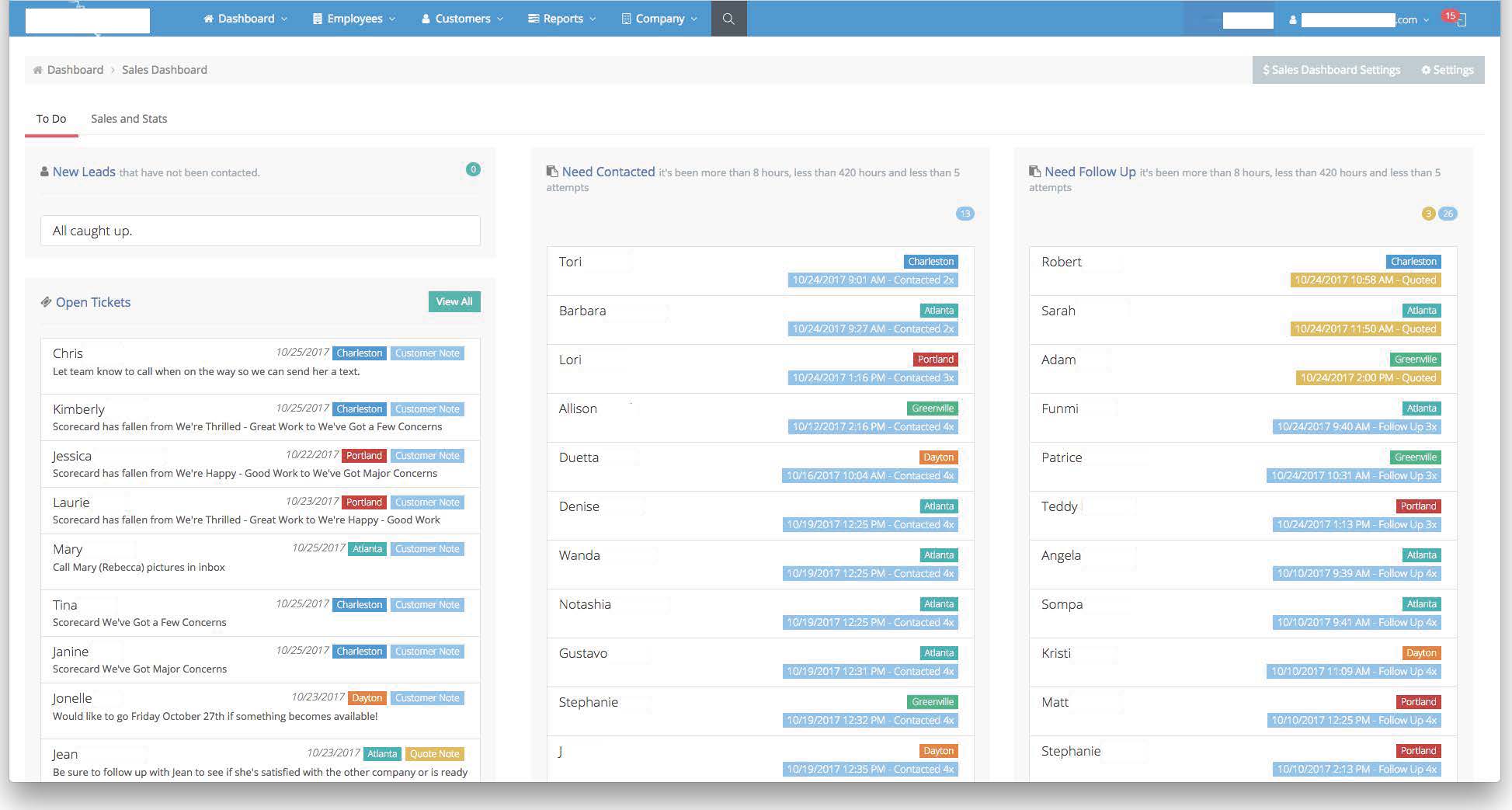 MaidCentral CRM tool interface
