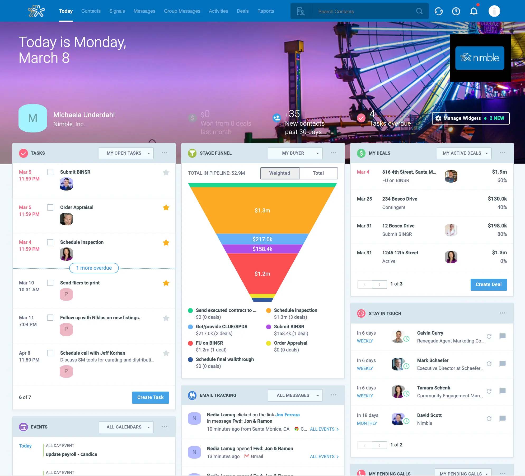 Nimble CRM tool interface