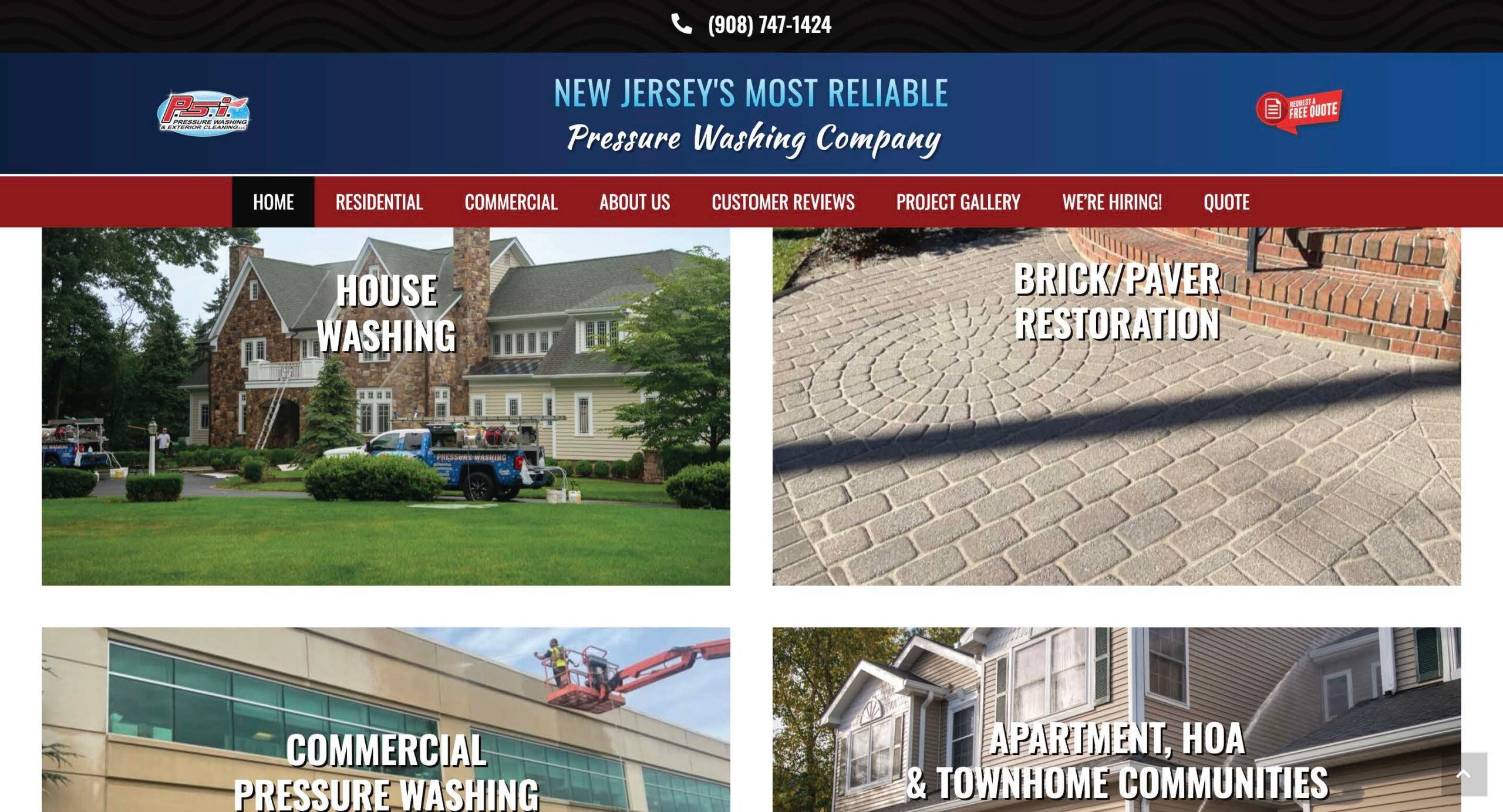 PSI Pressure Washing & Window Cleaning website