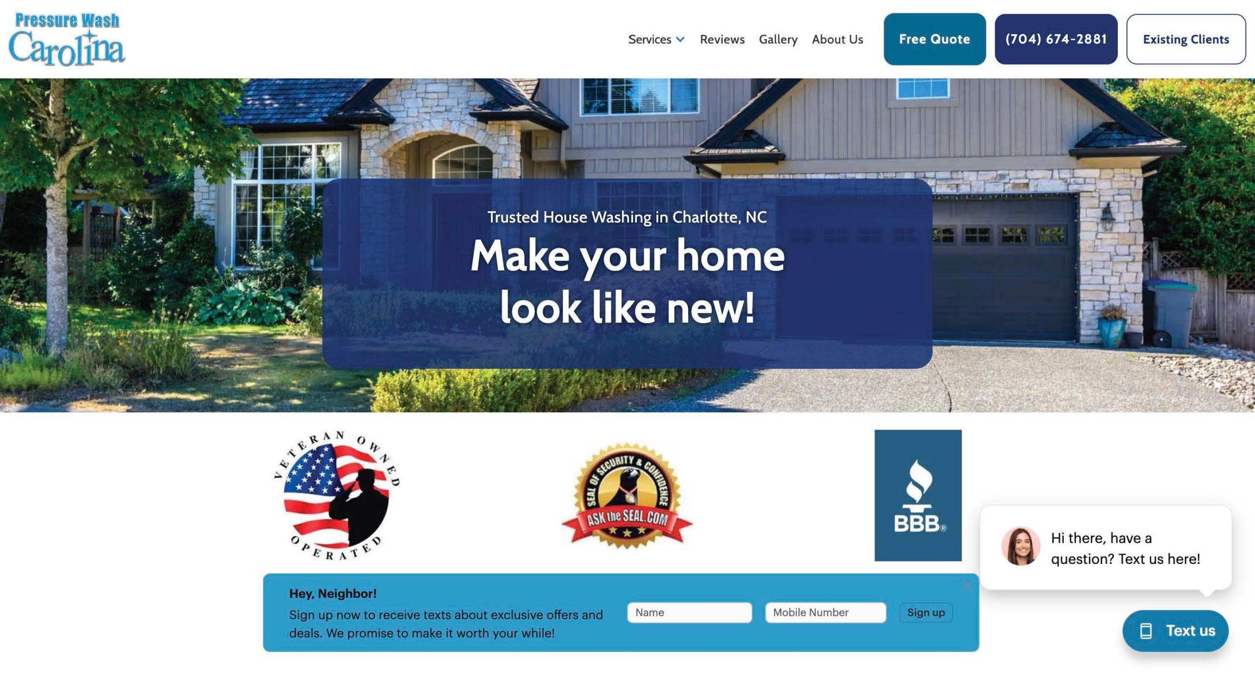 Pressure Wash Carolina website