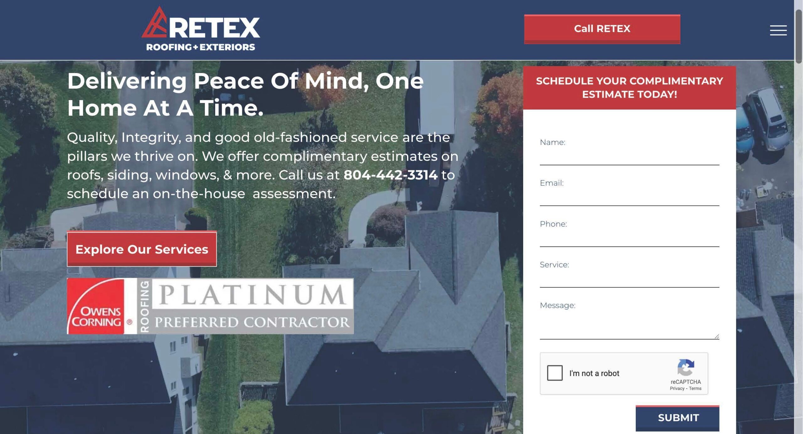 Retex Roofing website
