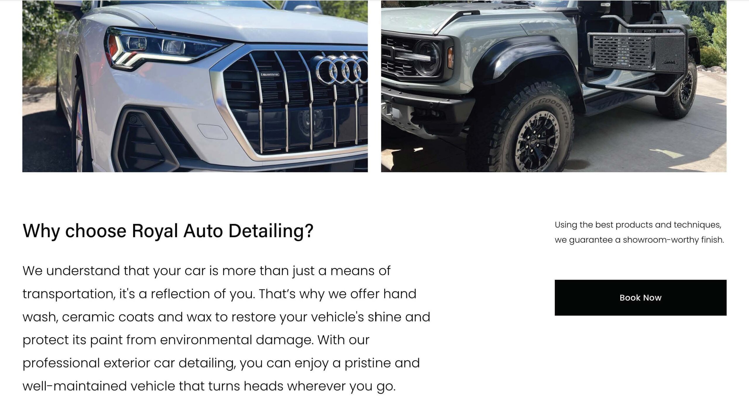 Royal Auto Detailing website