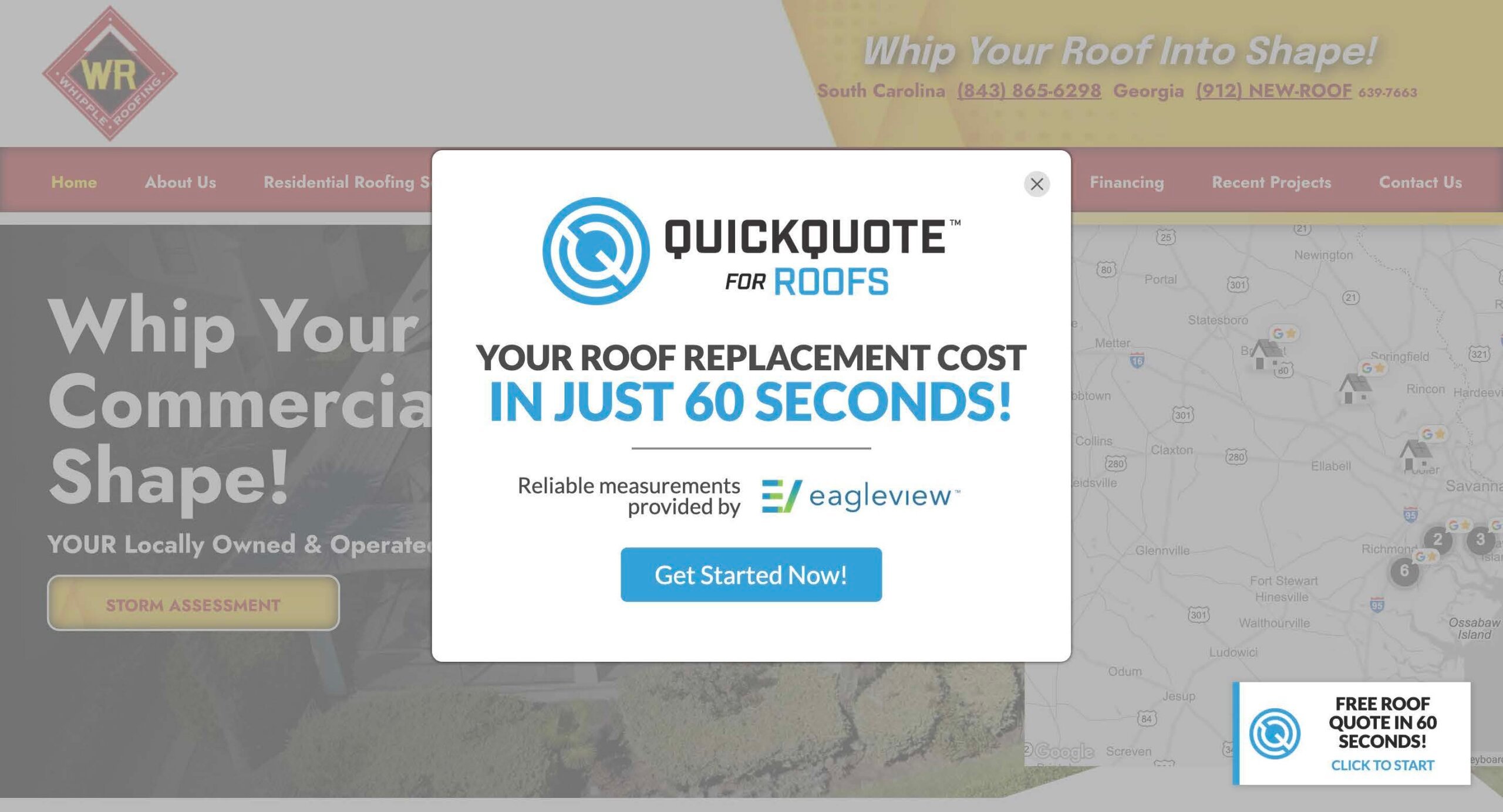 Whipple Roofing website