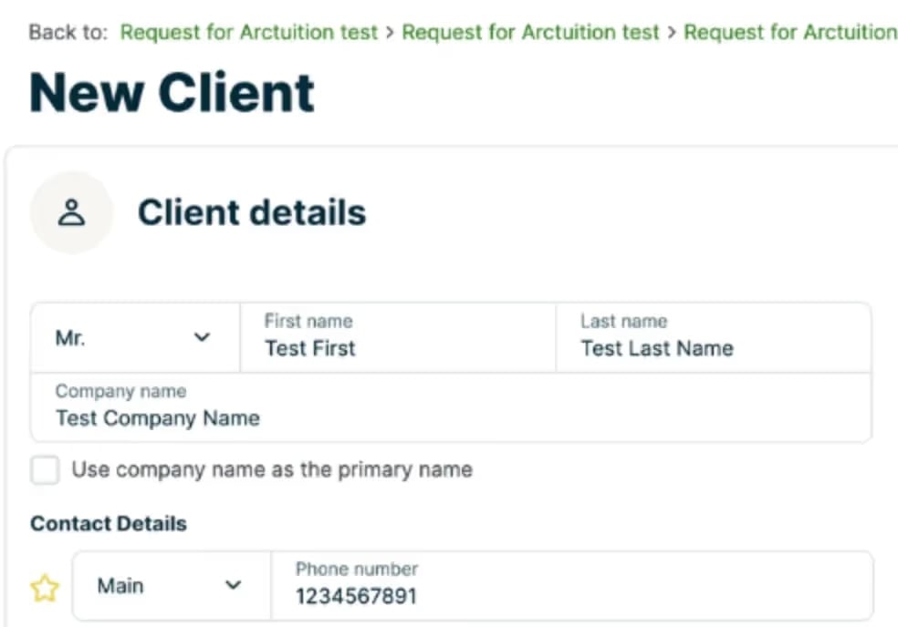 Adding a new client in Jobber from ArcSite