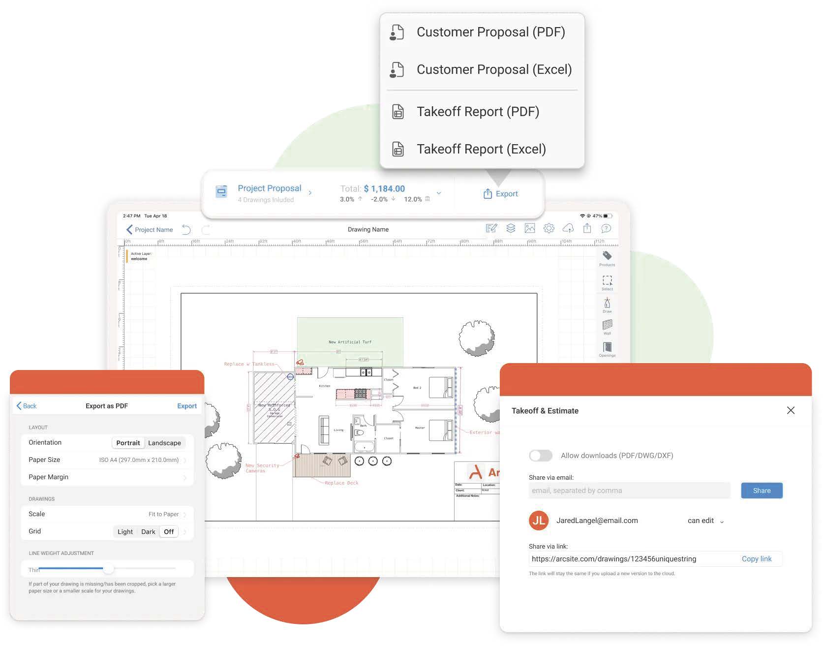 ArcSite construction estimating software desktop view