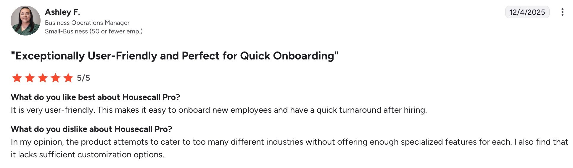 Housecall Pro user review