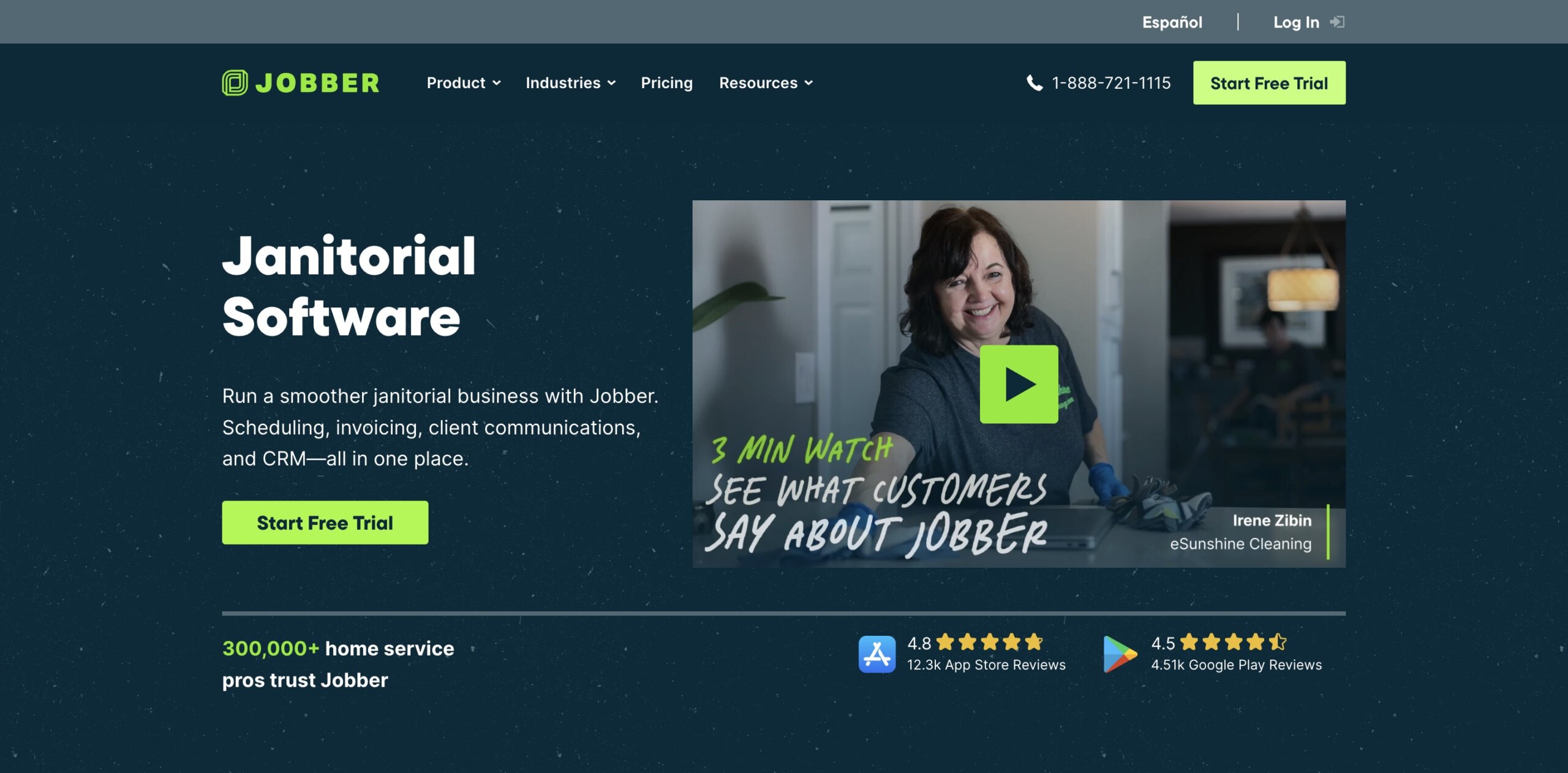 Jobber janitorial software website homepage