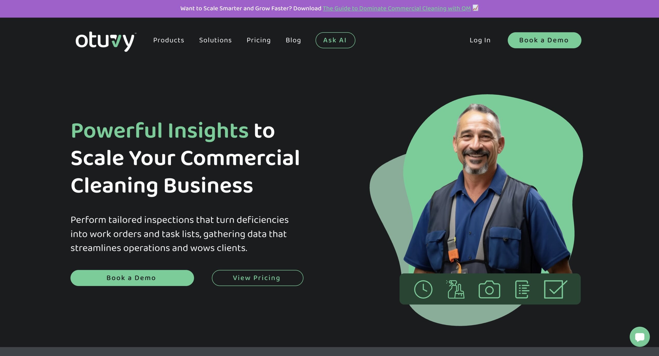 Otuvy janitorial software website homepage
