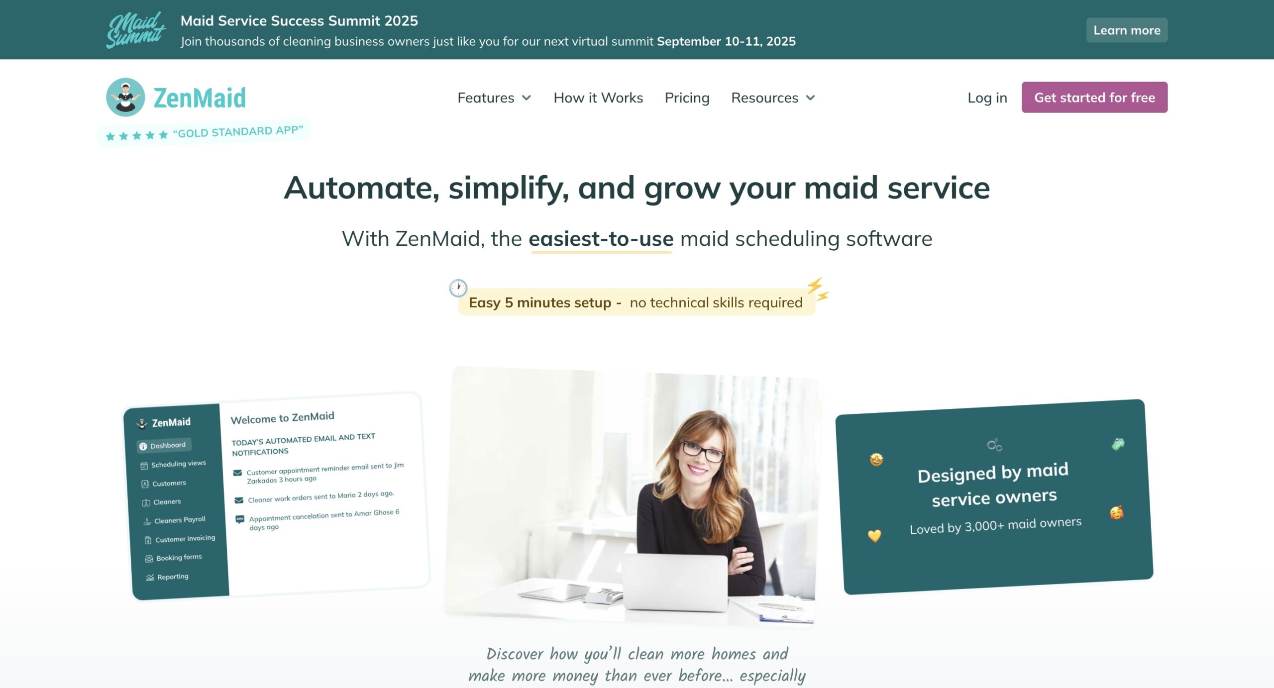 ZenMaid janitorial software website homepage