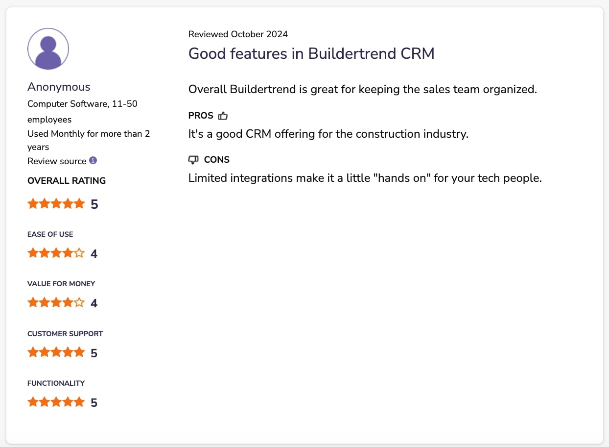Buildertrend software integrations review