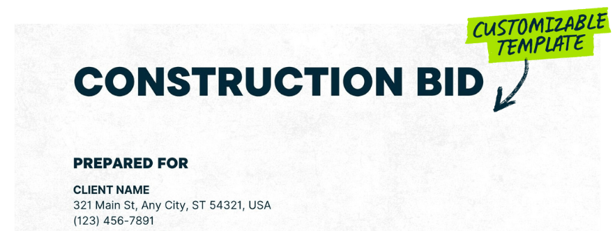 Free downloadable construction bid template from Jobber