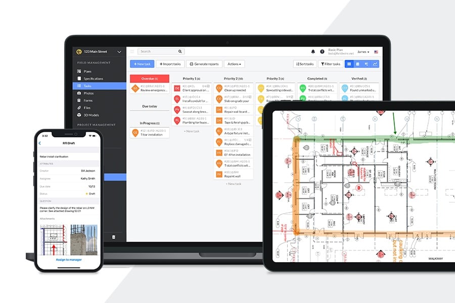 Fieldwire construction app desktop and mobile view