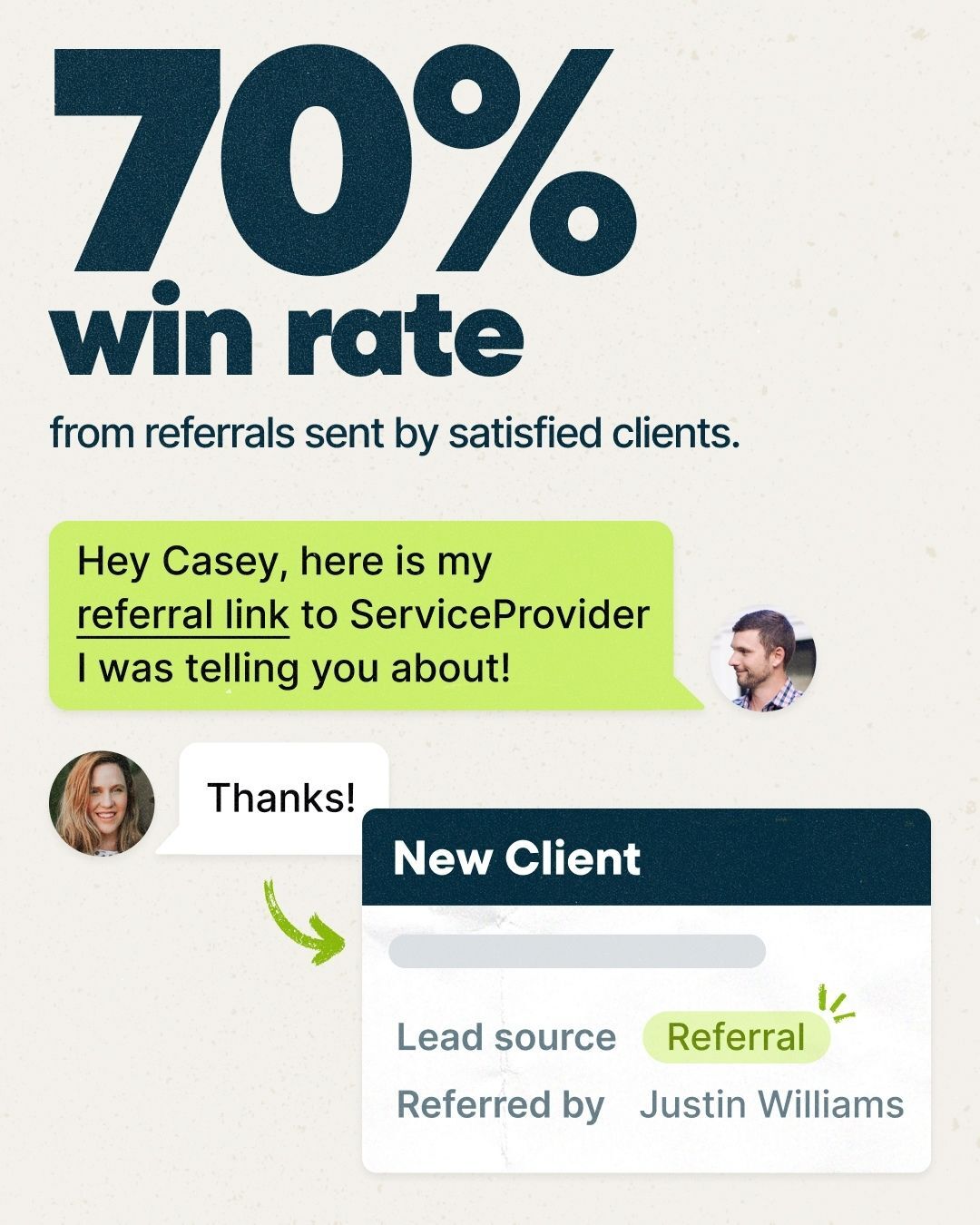 Jobber Referral users have an average win rate of 70%