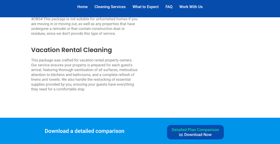 Adding vacation rental cleaning services to your website to help get new Airbnb cleaning jobs.