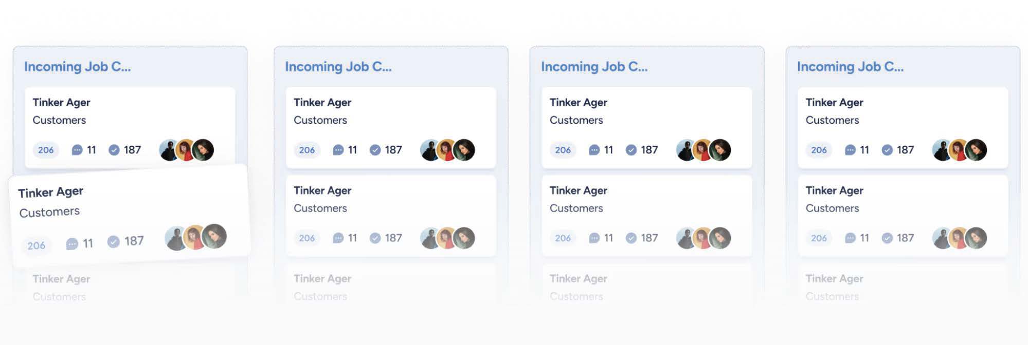 Screenshot of a project management dashboard