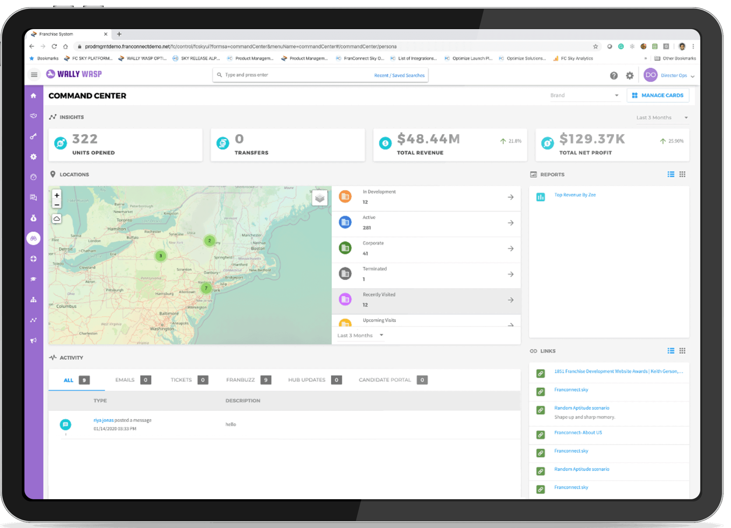 image of FranConnect command center