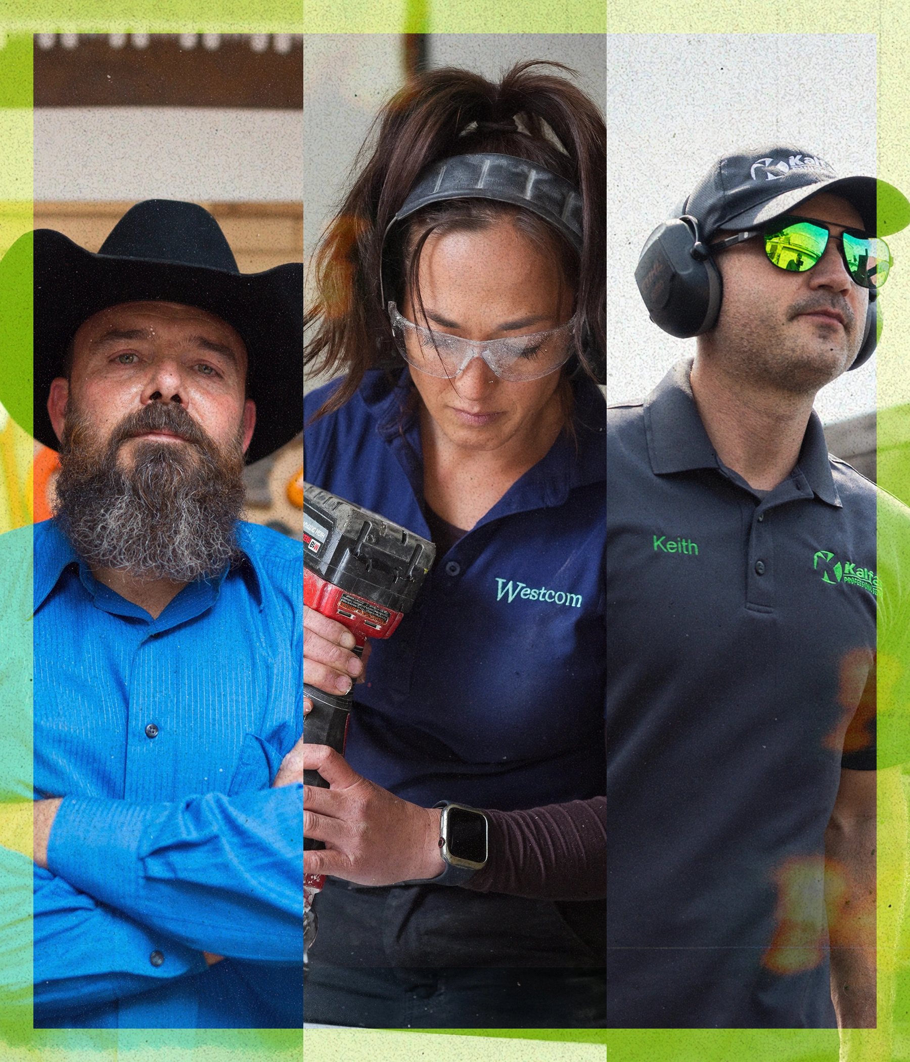 A collage of 3 service providers.