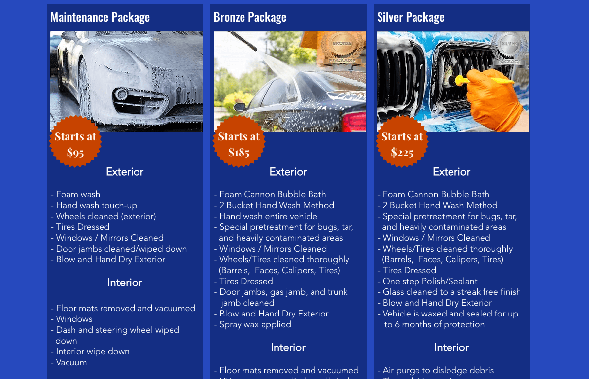 image of Gorilla Auto Detailing's service packages