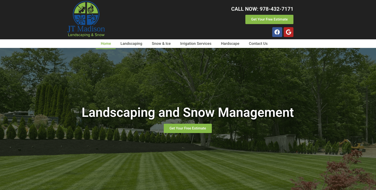 Image of JT Madison Landscaping & Snow's website