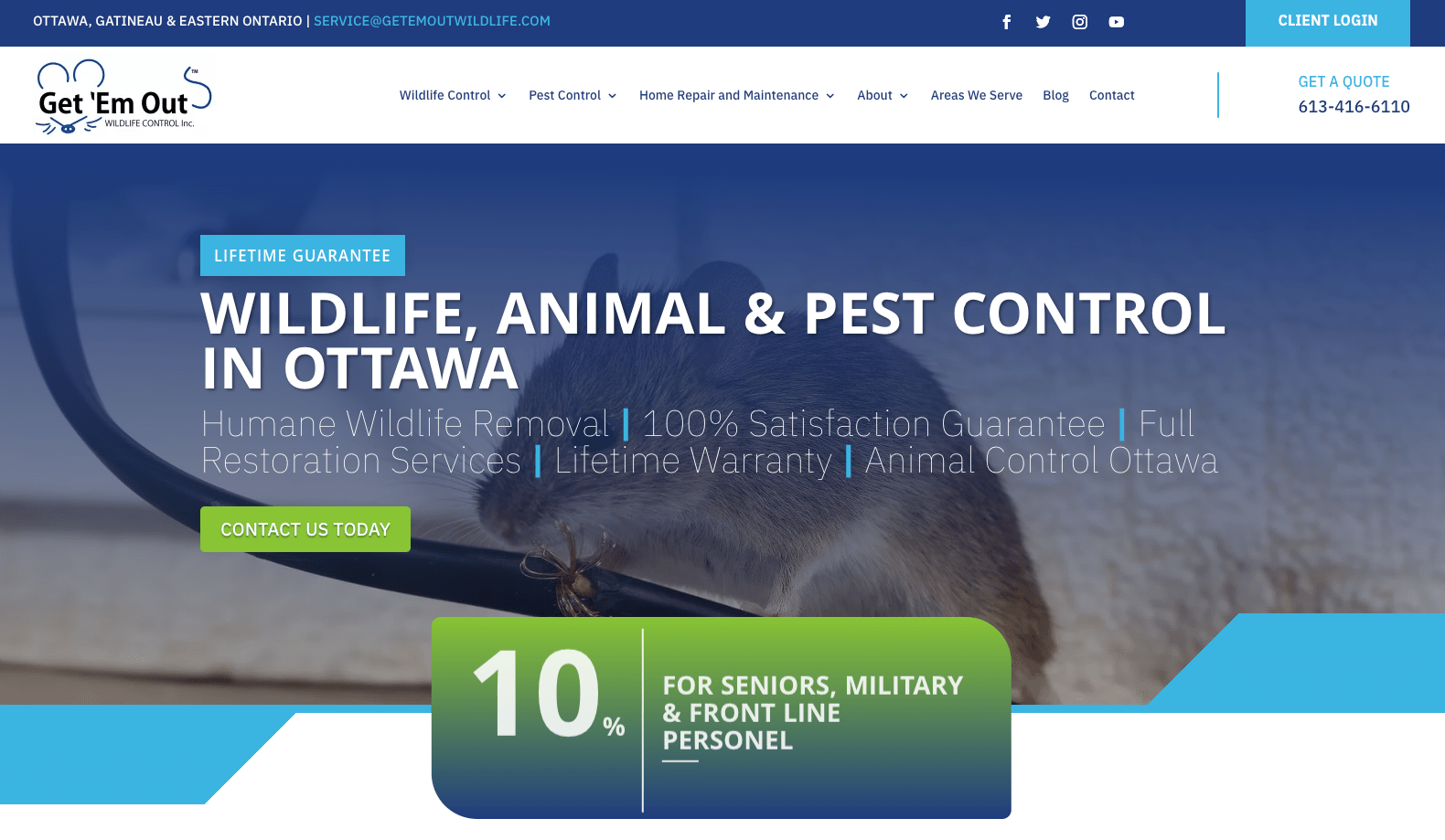 image of Get ‘Em Out Wildlife Control’s homepage