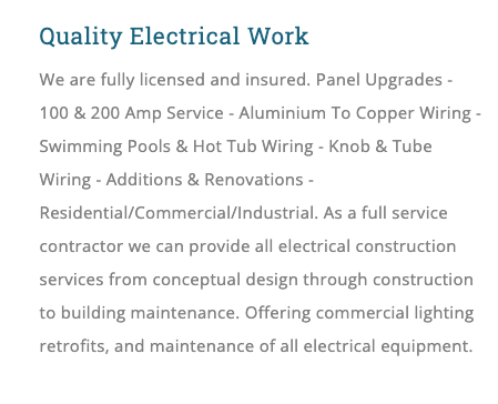 image of Willxon Electric’s About page