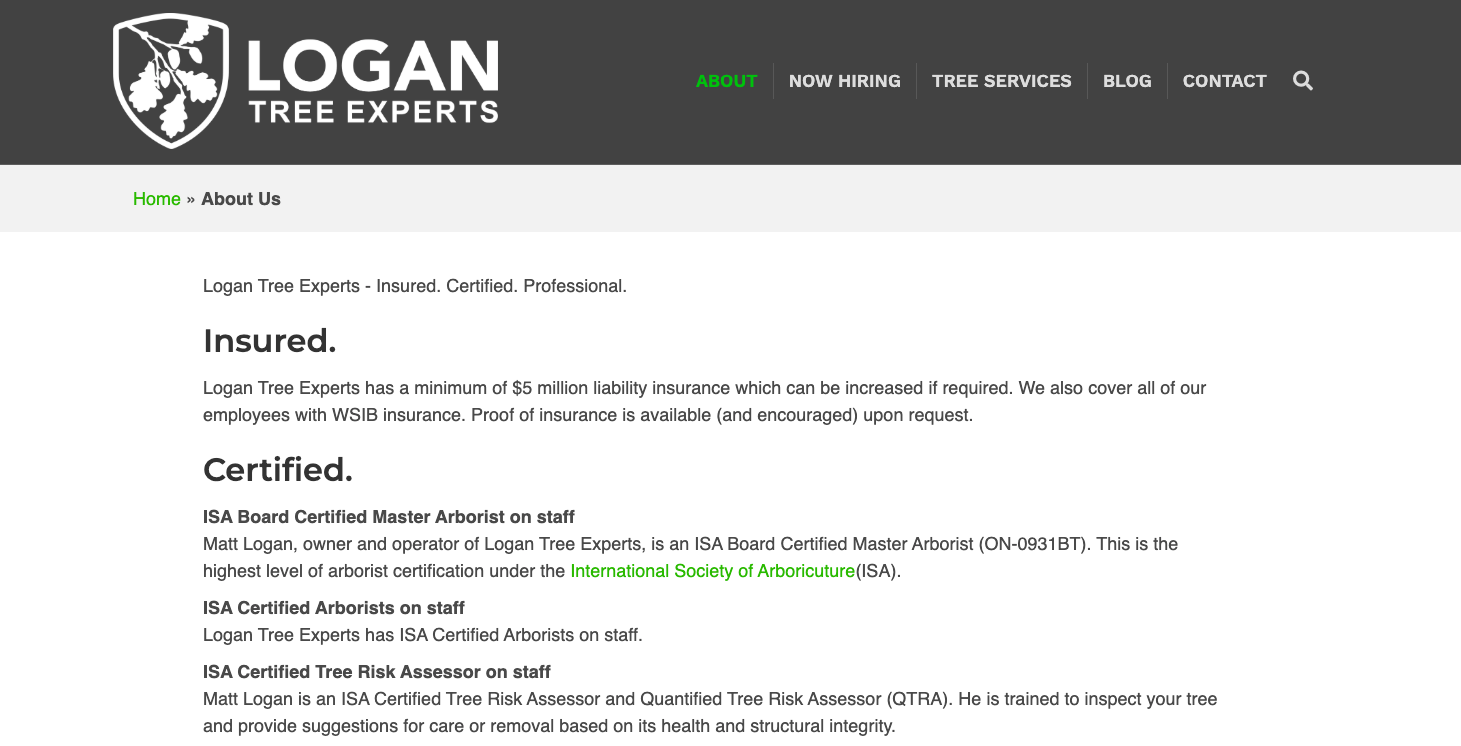image of Logan Tree Experts About page
