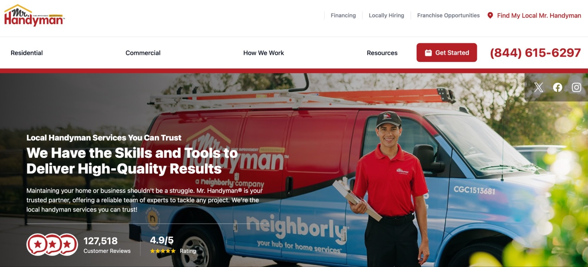 Screenshot of the Mr. Handyman website