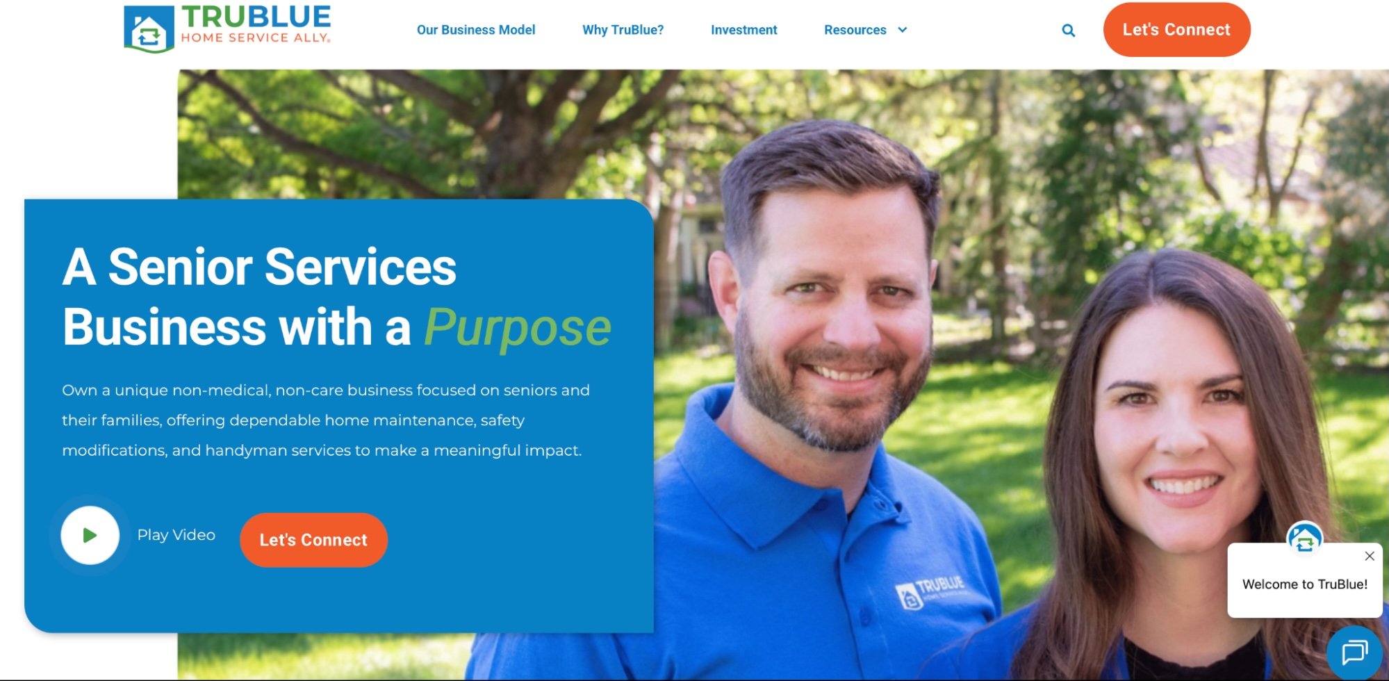 Screenshot of the TrueBlue Home Service website