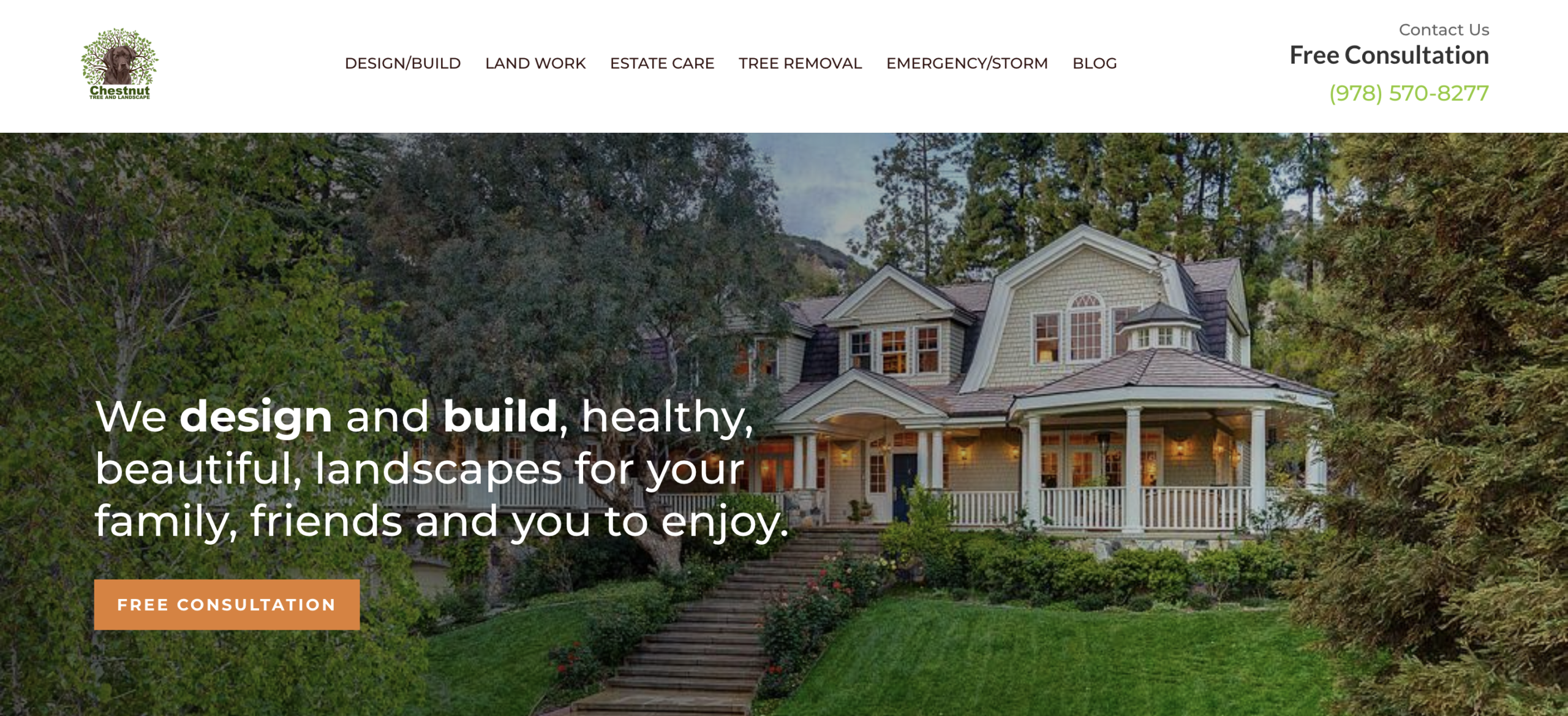 Image of the Chestnut Tree and Landscape website home page