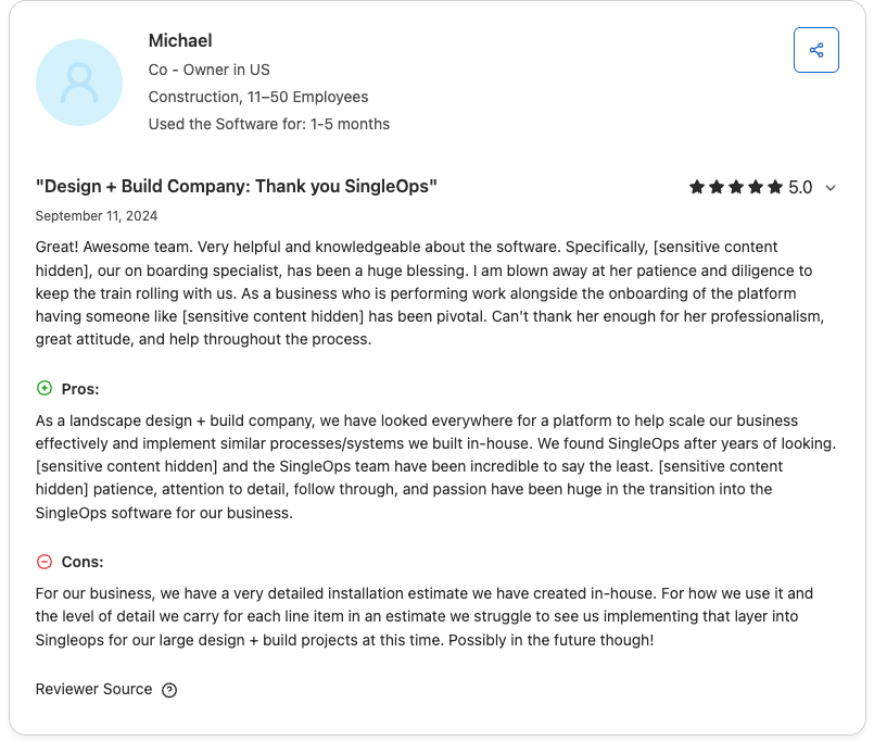 SingleOps review about customer support