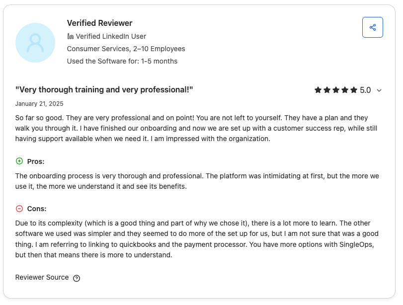 image of ease of use review for SingleOps