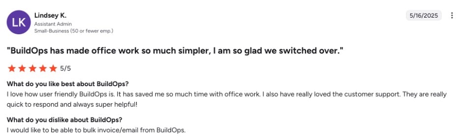 Favorable BuildOps review