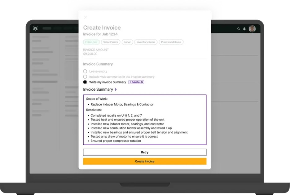 BuildOps invoice creation