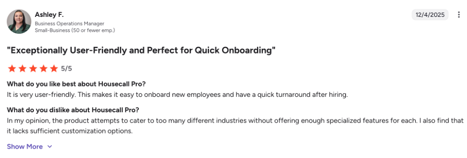 Favorable Housecall Pro review