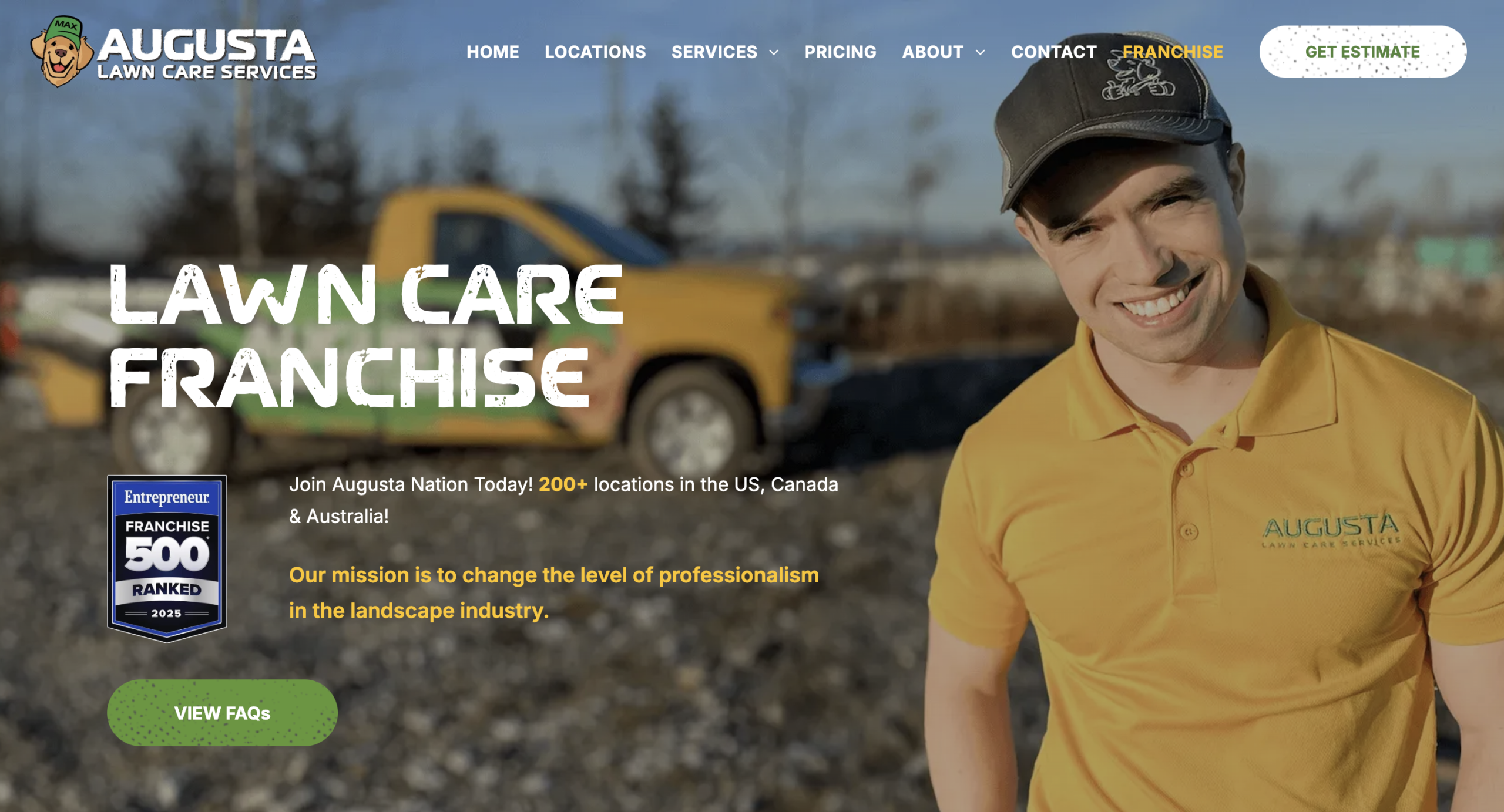 image of Augusta Lawn Care franchise website