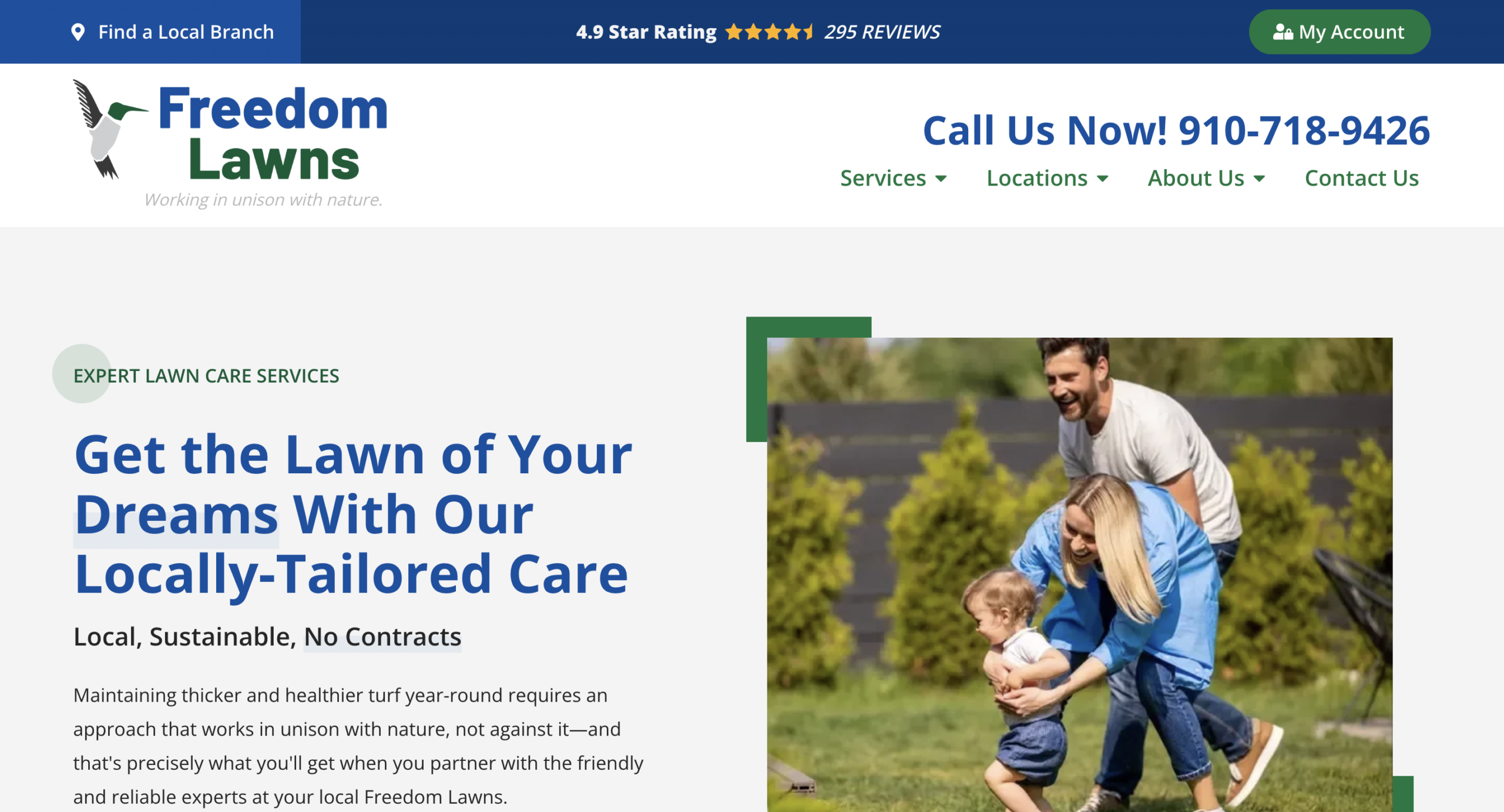 image of Freedom Lawns website
